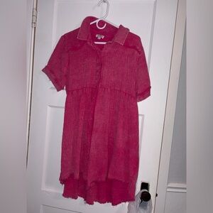 Umgee Fuchsia Textured Button-Up Blouse